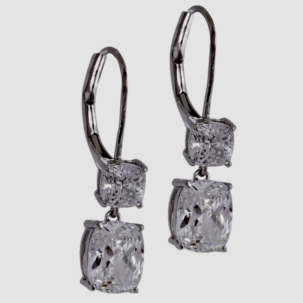 Cubic Zirconia Double Stone Euro Wire EarringsNwt-Boutique 39$